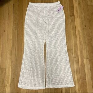 NWT Wild Fable White Lace See Through Flare Pants Beach Cover Up